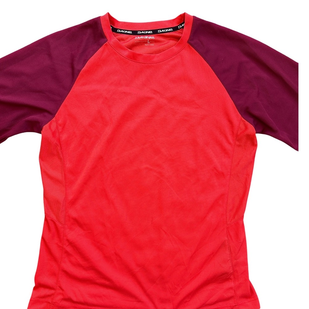 Dakine Mountain Bike Jersey Womens Large Red Burgundy 3/4 Sleeve MTB Top Good - Picture 3 of 7